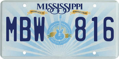 MS license plate MBW816