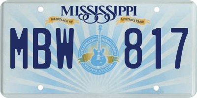 MS license plate MBW817