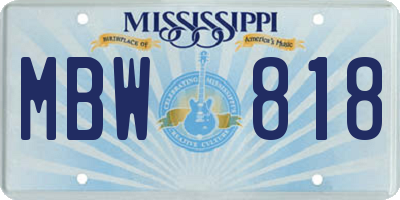 MS license plate MBW818