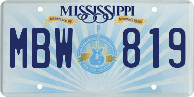 MS license plate MBW819