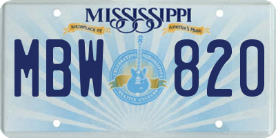 MS license plate MBW820
