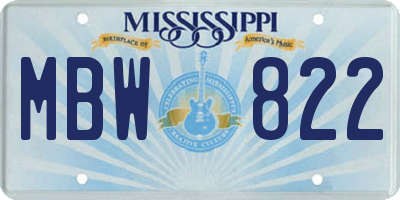 MS license plate MBW822
