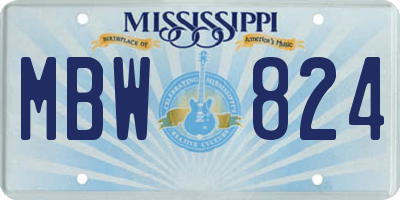 MS license plate MBW824