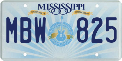 MS license plate MBW825