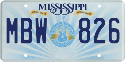 MS license plate MBW826
