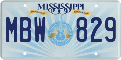 MS license plate MBW829