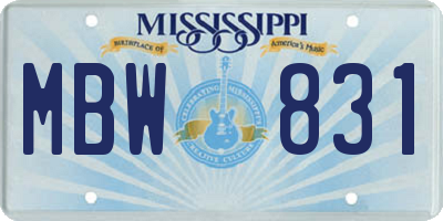 MS license plate MBW831