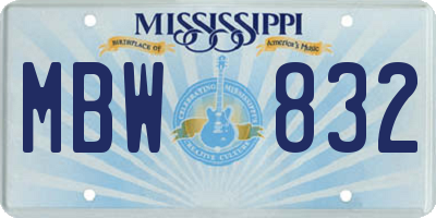 MS license plate MBW832