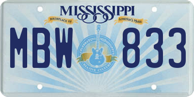 MS license plate MBW833
