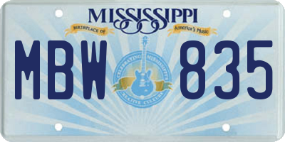 MS license plate MBW835