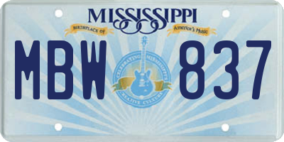 MS license plate MBW837