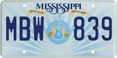 MS license plate MBW839