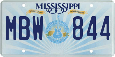 MS license plate MBW844