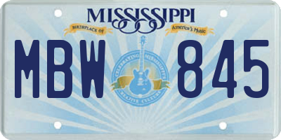 MS license plate MBW845