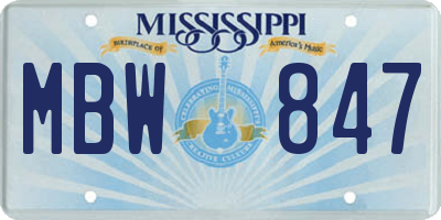 MS license plate MBW847