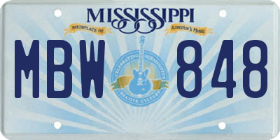 MS license plate MBW848