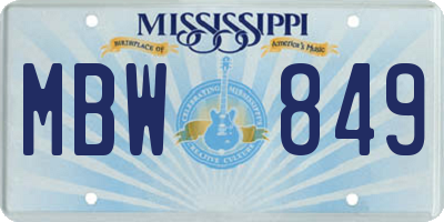 MS license plate MBW849