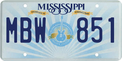 MS license plate MBW851