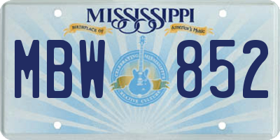 MS license plate MBW852