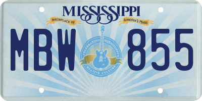 MS license plate MBW855