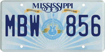 MS license plate MBW856