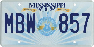 MS license plate MBW857