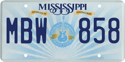 MS license plate MBW858