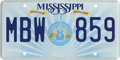 MS license plate MBW859