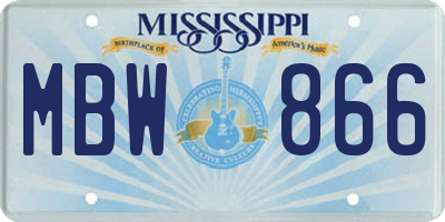 MS license plate MBW866