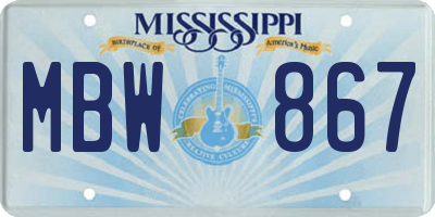 MS license plate MBW867