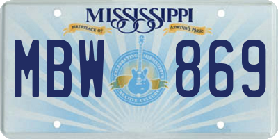 MS license plate MBW869