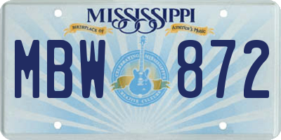 MS license plate MBW872