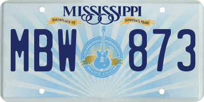 MS license plate MBW873