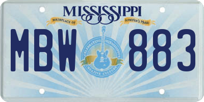 MS license plate MBW883