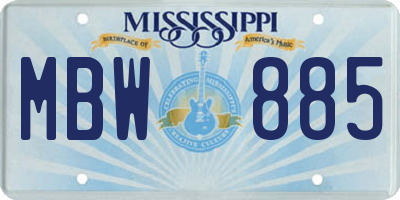 MS license plate MBW885
