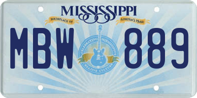 MS license plate MBW889