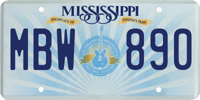 MS license plate MBW890
