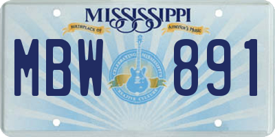 MS license plate MBW891