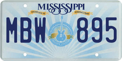 MS license plate MBW895