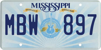 MS license plate MBW897