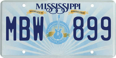 MS license plate MBW899