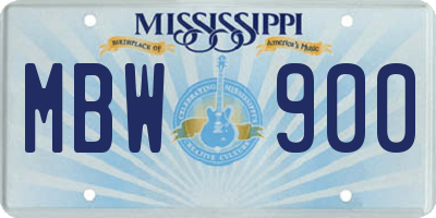 MS license plate MBW900