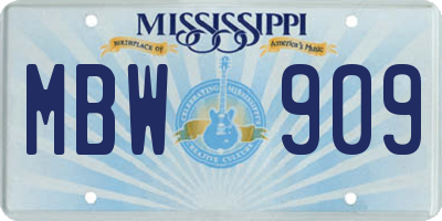 MS license plate MBW909