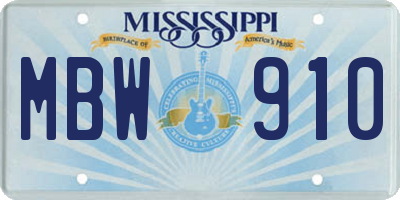 MS license plate MBW910
