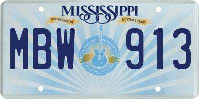 MS license plate MBW913