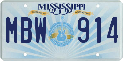 MS license plate MBW914