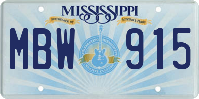 MS license plate MBW915