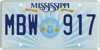 MS license plate MBW917