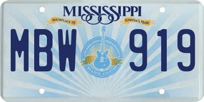 MS license plate MBW919