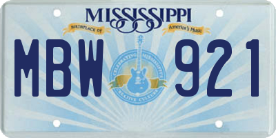 MS license plate MBW921